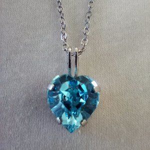 Swarovski Crystal Heart Necklace Blue